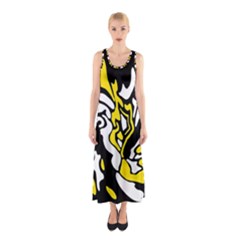 Yellow, Black And White Decor Sleeveless Maxi Dress by Valentinaart