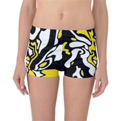 Yellow, Black And White Decor Boyleg Bikini Bottoms by Valentinaart