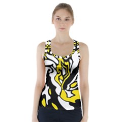 Yellow, Black And White Decor Racer Back Sports Top by Valentinaart