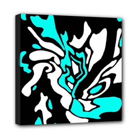 Cyan, Black And White Decor Mini Canvas 8  X 8  by Valentinaart