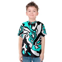 Cyan, Black And White Decor Kid s Cotton Tee