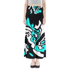 Cyan, Black And White Decor Maxi Skirts by Valentinaart