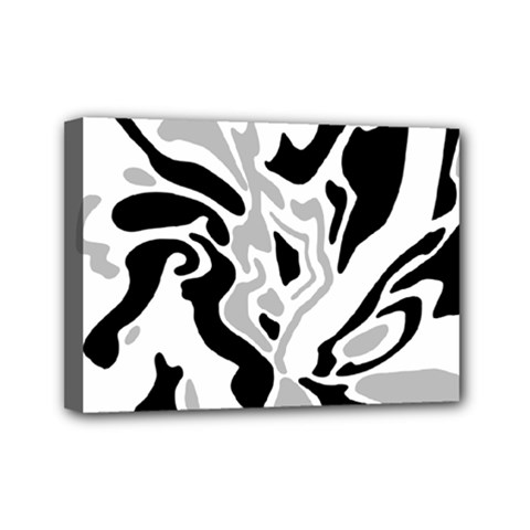 Gray, Black And White Decor Mini Canvas 7  X 5  by Valentinaart