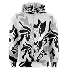 Gray, Black And White Decor Men s Zipper Hoodie by Valentinaart