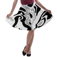 Gray, Black And White Decor A-line Skater Skirt