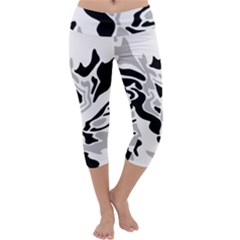 Gray, Black And White Decor Capri Yoga Leggings by Valentinaart