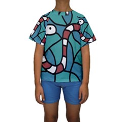 Red Snake Kid s Short Sleeve Swimwear