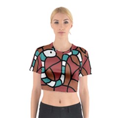 Blue Snake Cotton Crop Top by Valentinaart