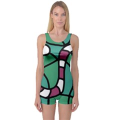 Purple Snake  One Piece Boyleg Swimsuit by Valentinaart