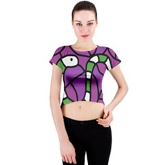 Green Snake Crew Neck Crop Top by Valentinaart