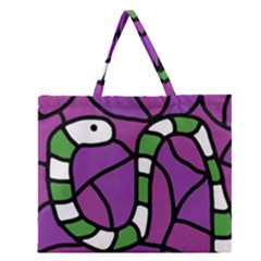 Green Snake Zipper Large Tote Bag