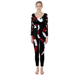 Red Snakes Long Sleeve Catsuit by Valentinaart