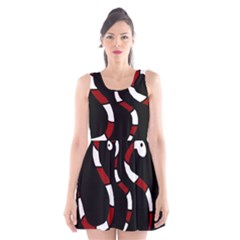 Red Snakes Scoop Neck Skater Dress by Valentinaart