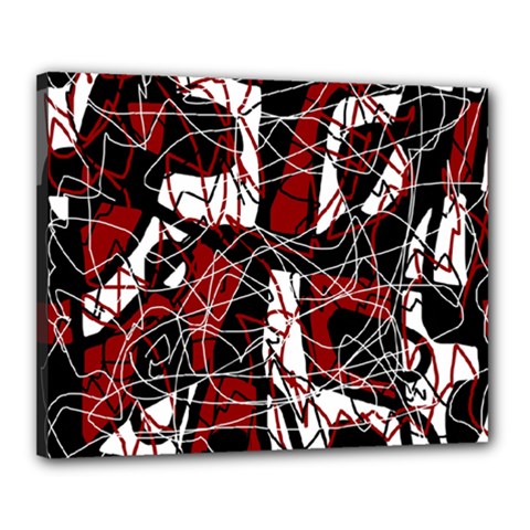 Red Black And White Abstract High Art Canvas 20  X 16  by Valentinaart