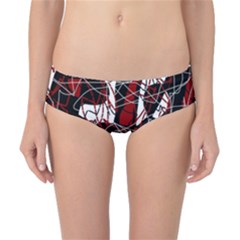 Red Black And White Abstract High Art Classic Bikini Bottoms by Valentinaart