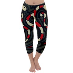 Red Snakes Capri Winter Leggings  by Valentinaart