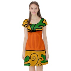 Thanksgiving Pumpkin Short Sleeve Skater Dress by Valentinaart