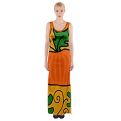 Thanksgiving Pumpkin Maxi Thigh Split Dress by Valentinaart