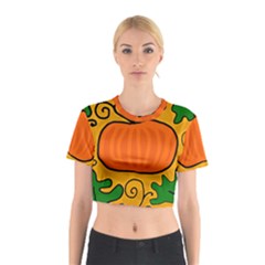 Thanksgiving Pumpkin Cotton Crop Top by Valentinaart