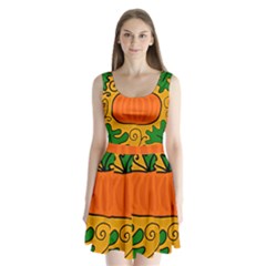 Thanksgiving Pumpkin Split Back Mini Dress  by Valentinaart