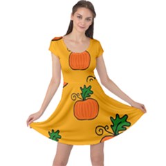 Thanksgiving Pumpkins Pattern Cap Sleeve Dresses by Valentinaart