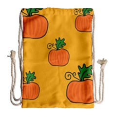 Thanksgiving Pumpkins Pattern Drawstring Bag (large) by Valentinaart