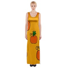 Thanksgiving Pumpkins Pattern Maxi Thigh Split Dress by Valentinaart