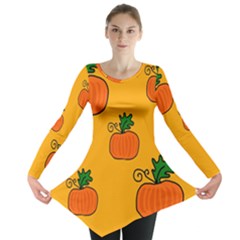 Thanksgiving Pumpkins Pattern Long Sleeve Tunic  by Valentinaart