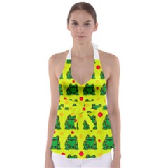 Green Frogs Babydoll Tankini Top by Valentinaart