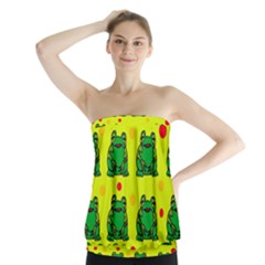 Green Frogs Strapless Top by Valentinaart