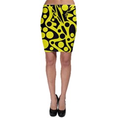 Black And Yellow Abstract Desing Bodycon Skirt by Valentinaart