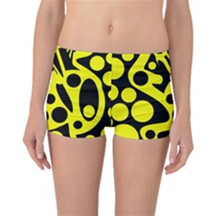 Black And Yellow Abstract Desing Boyleg Bikini Bottoms by Valentinaart