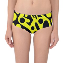 Black And Yellow Abstract Desing Mid-waist Bikini Bottoms by Valentinaart