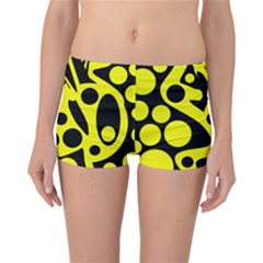 Black And Yellow Abstract Desing Reversible Boyleg Bikini Bottoms by Valentinaart