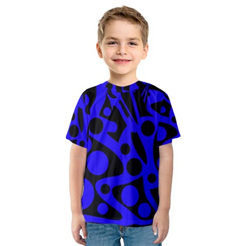 Blue And Black Abstract Decor Kid s Sport Mesh Tee by Valentinaart