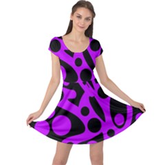 Purple And Black Abstract Decor Cap Sleeve Dresses by Valentinaart