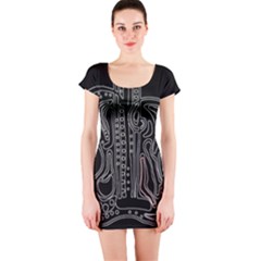 Decorative Guitar Short Sleeve Bodycon Dress by Valentinaart