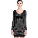 Decorative guitar Long Sleeve Velvet Bodycon Dress View1