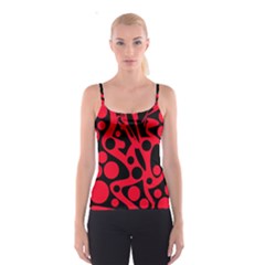 Red And Black Abstract Decor Spaghetti Strap Top by Valentinaart