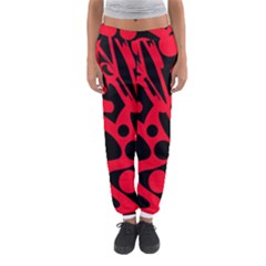 Red And Black Abstract Decor Women s Jogger Sweatpants by Valentinaart