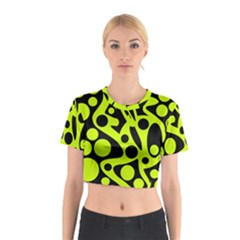 Green And Black Abstract Art Cotton Crop Top by Valentinaart