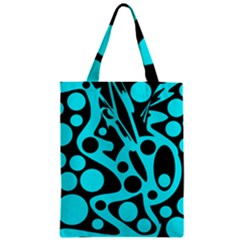 Cyan And Black Abstract Decor Zipper Classic Tote Bag by Valentinaart