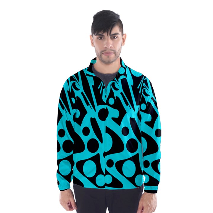 Cyan and black abstract decor Wind Breaker (Men)