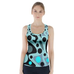 Cyan Blue Abstract Art Racer Back Sports Top by Valentinaart