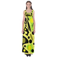 Green Abstract Art Empire Waist Maxi Dress by Valentinaart