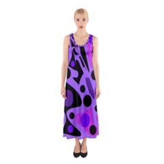 Purple Abstract Decor Sleeveless Maxi Dress by Valentinaart