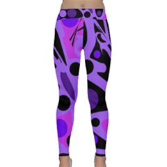 Purple Abstract Decor Yoga Leggings  by Valentinaart