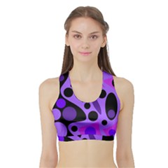 Purple Abstract Decor Sports Bra With Border by Valentinaart