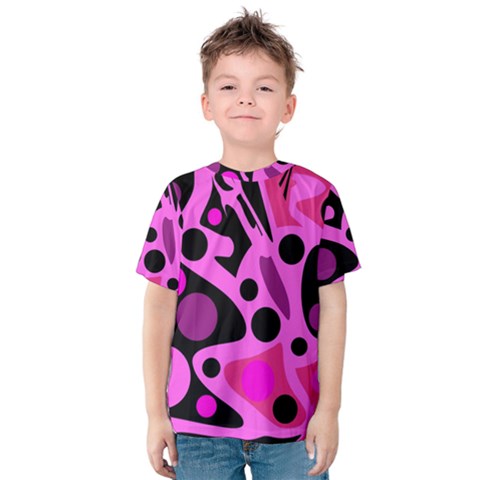 Pink Abstract Decor Kid s Cotton Tee by Valentinaart