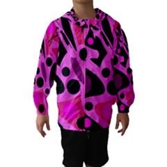 Pink Abstract Decor Hooded Wind Breaker (kids) by Valentinaart